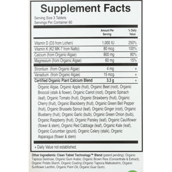 Supplement facts label with detailed nutritional information on a white background