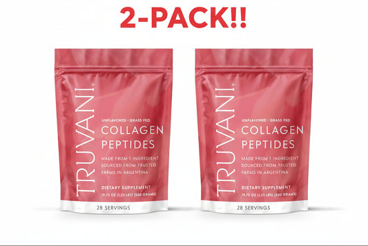 Two packages of Truvani Collagen Peptides on a white background with '2-Pack!!' text.