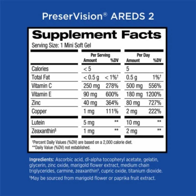 PreserVision AREDS 2 Formula + Multivitamin Eye Vitamin with Lutein and Zeaxanthin Softgels, 60 ct Bausch & Lomb