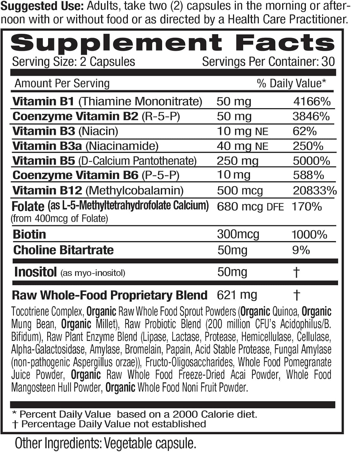 Supplement facts label for a multivitamin with detailed nutritional information.