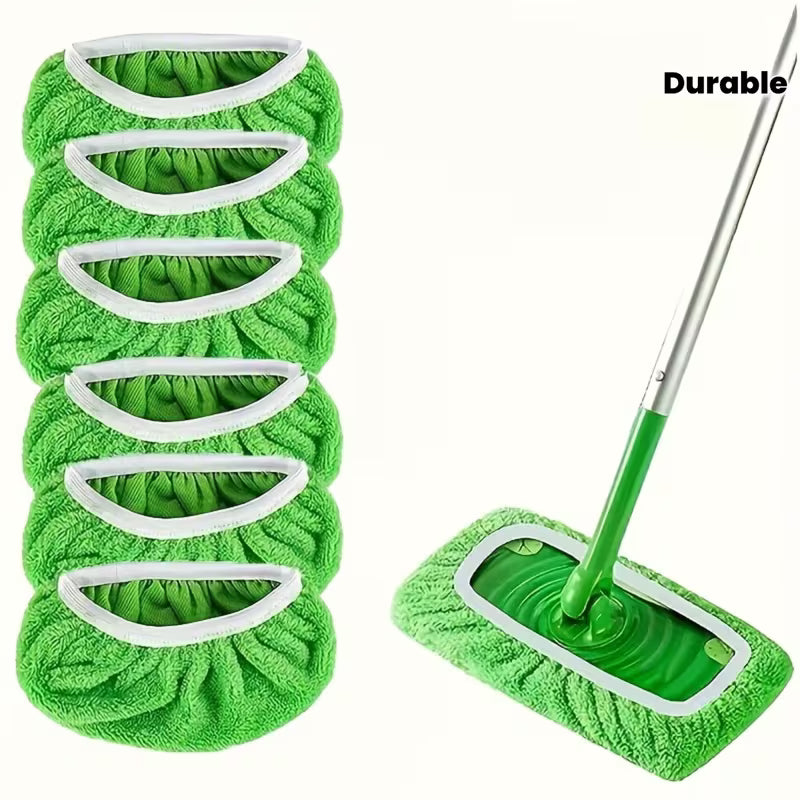 Green microfiber mop head with a stand on a white background, featuring the brand 'Durable'.