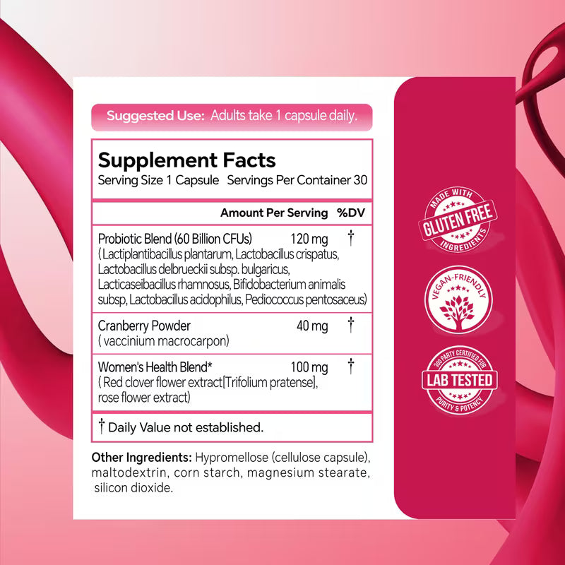 USLSHA Probiotics for Women 60 Billion CFU 30 Capsules Peaceful Pleasures