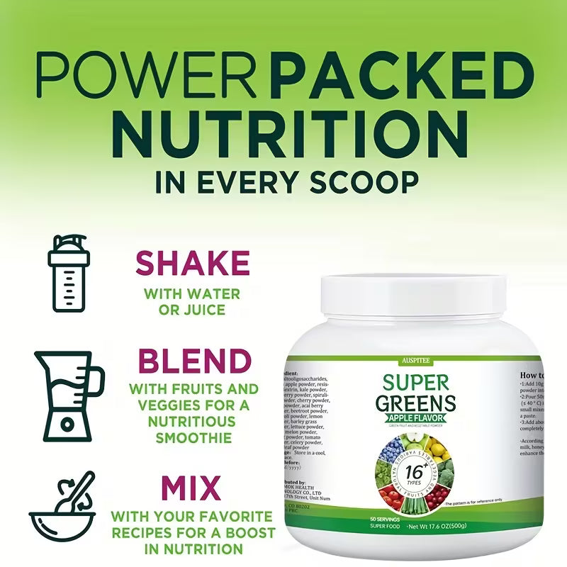 Super Green Powder | Superfood Milkshake 17.6 oz (500G) Peaceful Pleasures