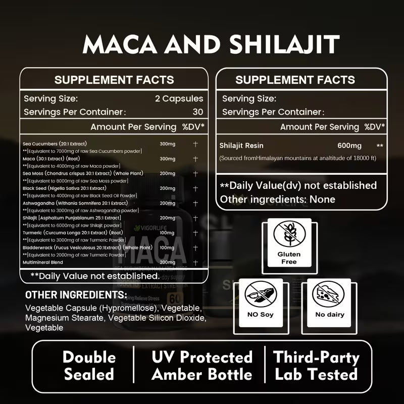 Vigorlife Complete Supplement – Shilajit, MACA & Sea Cucumber Peaceful Pleasures