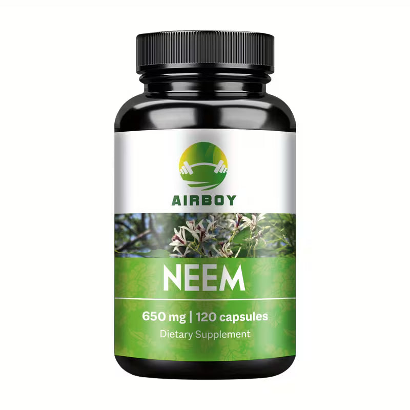 Airboy Neem dietary supplement bottle on a white background