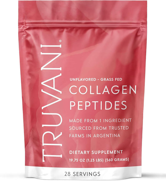 Truvani collagen peptides package on a white background