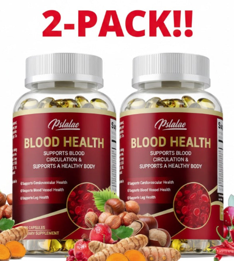 Two bottles of Psalae Blood Health supplements with a 2-pack label on a white background.