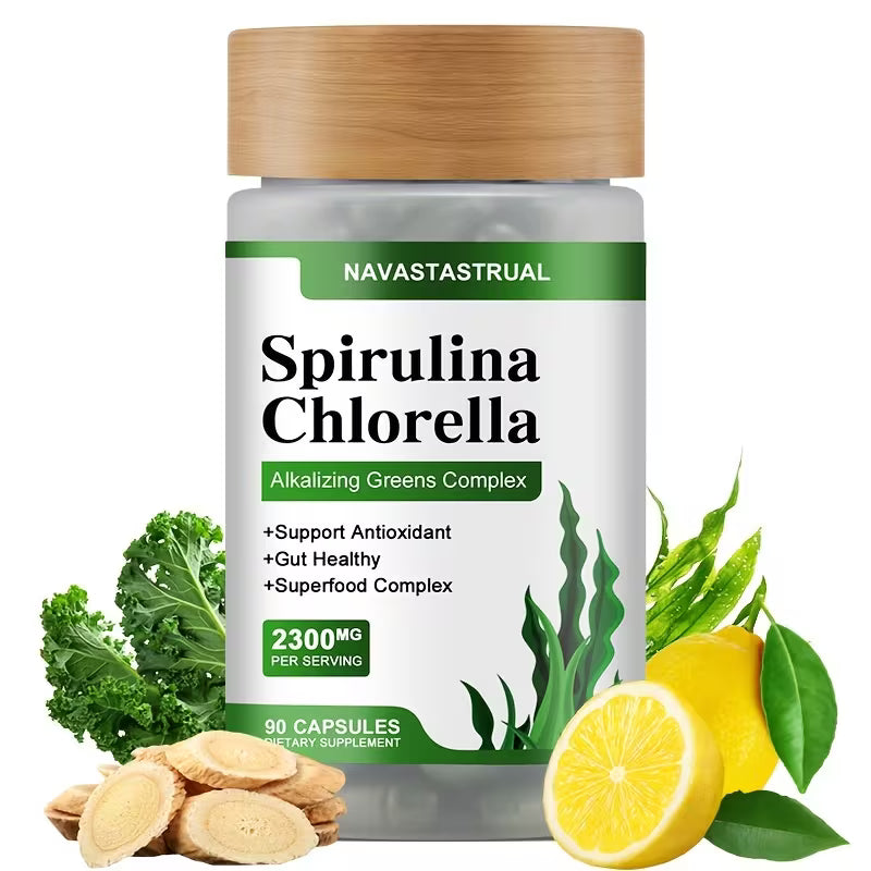 Spirulina & Chlorella 2300mg – 90 Capsules Peaceful Pleasures
