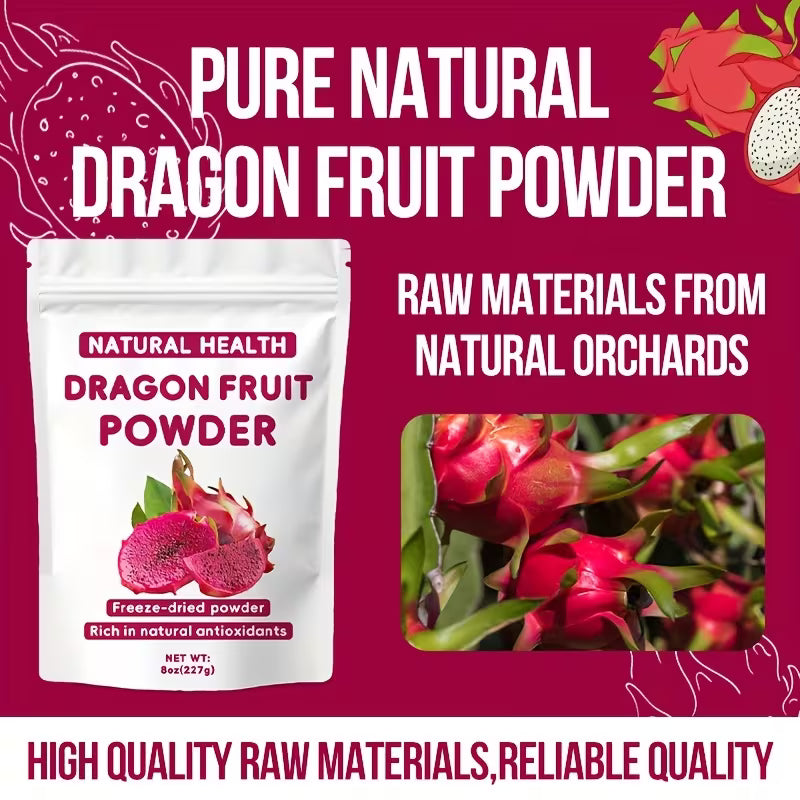 Premium Dragon Fruit Powder 8oz (227g) – Freeze-Dried Peaceful Pleasures