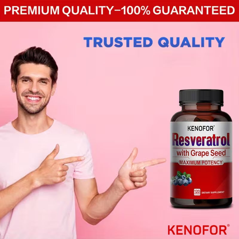 Resveratrol 1500mg – Grapeseed & Ashwagandha | 120 Capsules Peaceful Pleasures
