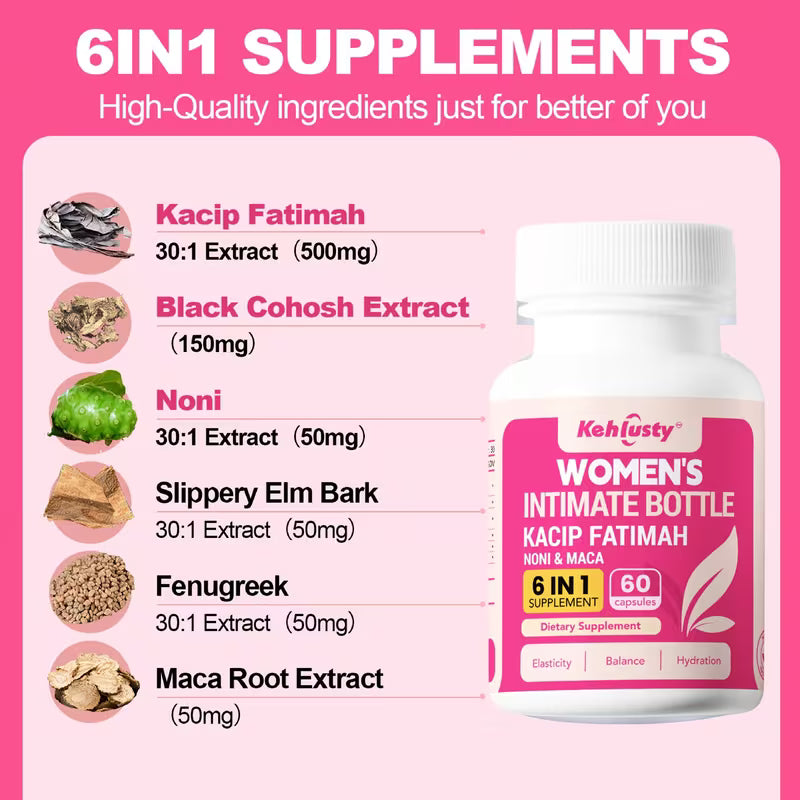 Kehlusty Women's Personal Care Capsules | 6-in-1 Supplement Peaceful Pleasures