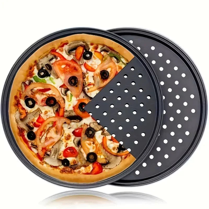 12-Inch Carbon Steel Perforated Pizza Pan Peaceful Pleasures