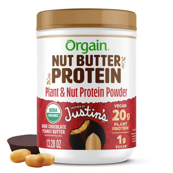 Orgain x JUSTIN’S Organic Plant & Nut Butter Protein Powder, Dark Chocolate Peanut Butter, 13.28 oz (377g) – Plus Available DISCOUNTS!! Peaceful Pleasures Health and Wellness