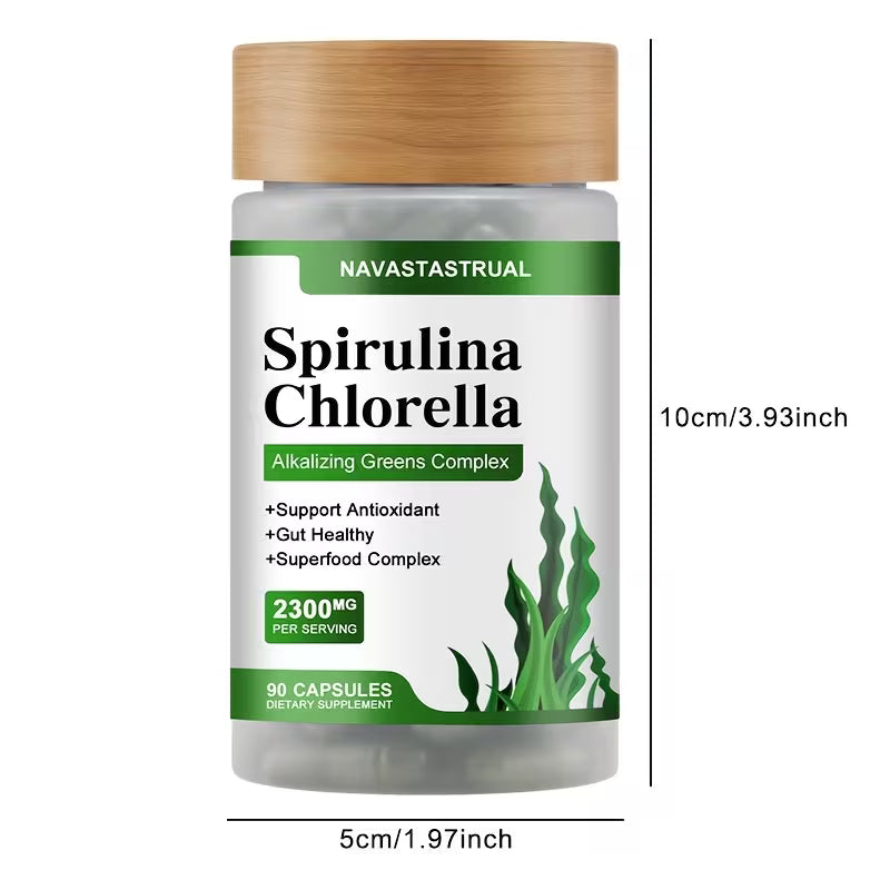 Spirulina & Chlorella 2300mg – 90 Capsules Peaceful Pleasures