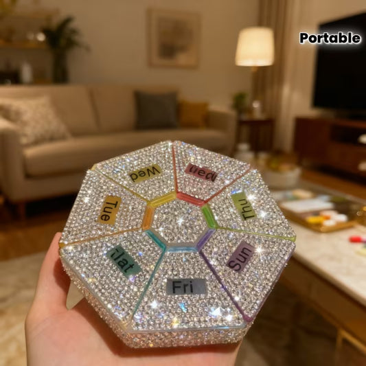 Heptagonal 7-Grid Weekly Pill Organizer | Portable Travel Medicine Box Peaceful Pleasures