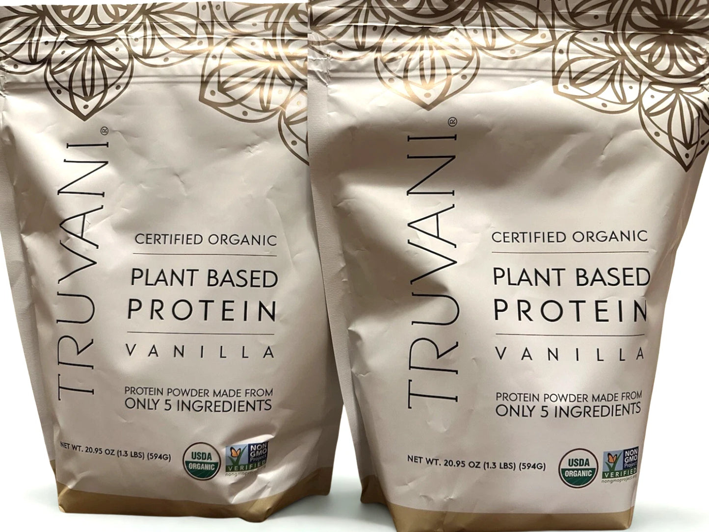 2 Pack! Lot of TWO Truvani Vanilla Protein Powder 20.95 oz 1.3 lbs Ex 8/27