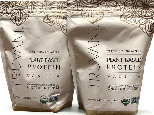 2 Pack! Lot of TWO Truvani Vanilla Protein Powder 20.95 oz 1.3 lbs Ex 8/27