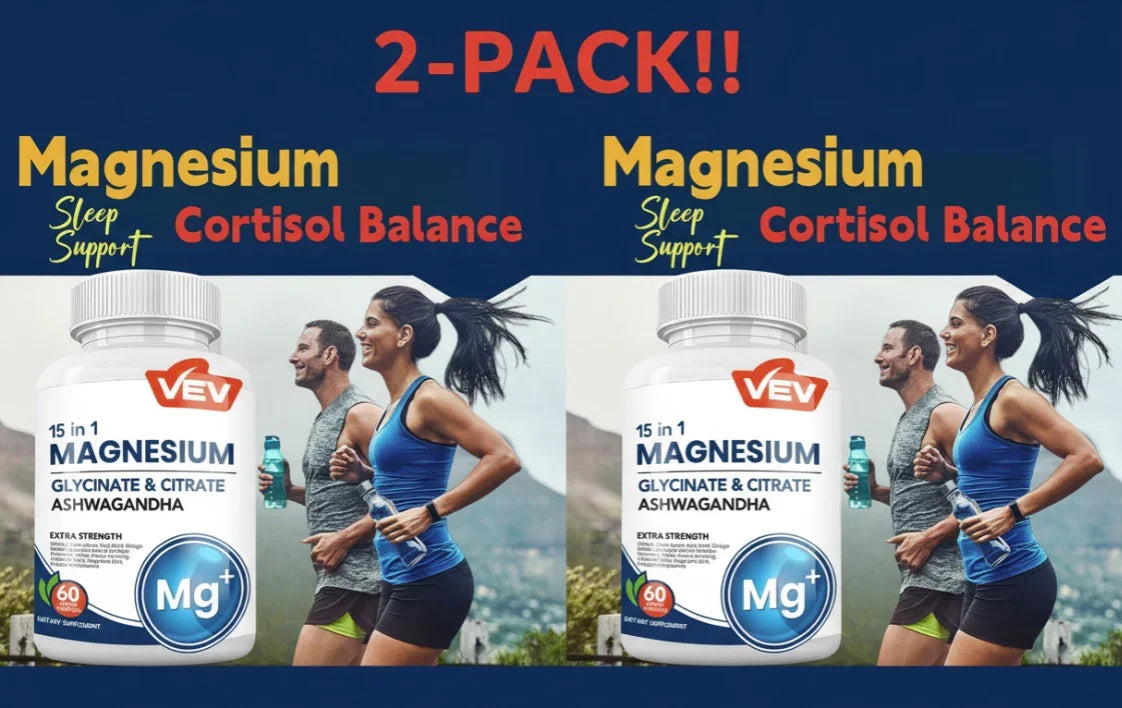 300mg Magnesium Complex Stress & Sleep Support With Ashwagandha, L-Theanine, Glycinate Citrate Malate (60 Capsules - 2 Pack) Peaceful Pleasures Health and Wellness