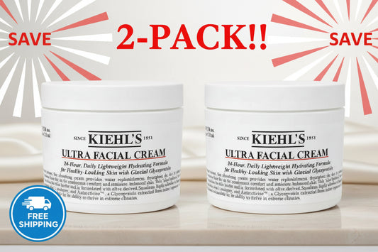 Two jars of Kiehl's Ultra Facial Cream with a '2-Pack!' label on a white background.