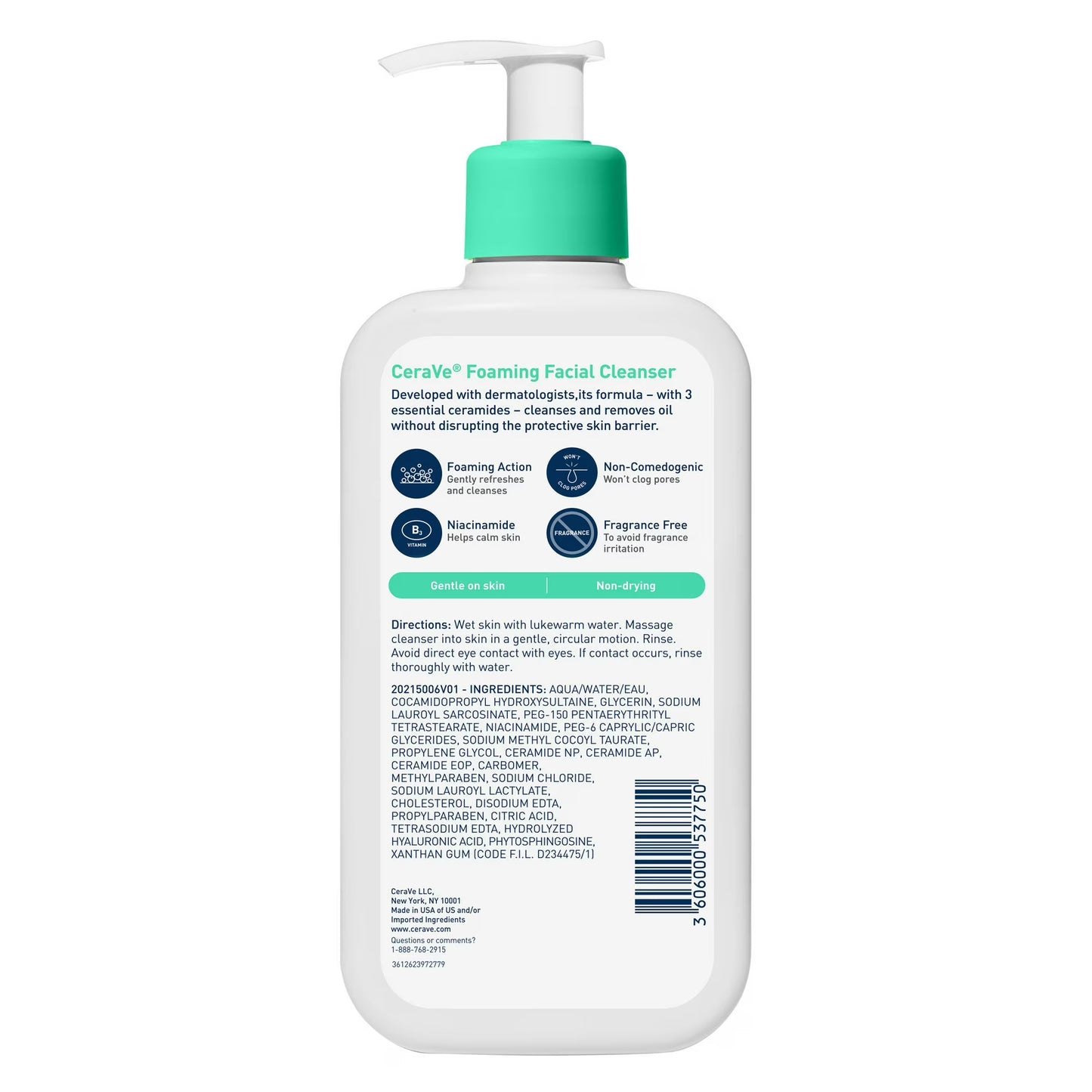 CeraVe Foaming Facial Cleanser – Normal to Oily Skin, 12 fl oz (2-Pack) Facial Cleanser CeraVe