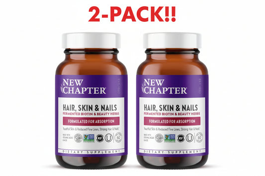New Chapter Fermented Biotin Supplement (Unflavored), 120 Total Vegan Capsules - Hair, Skin & Nails - 2 Pack Value