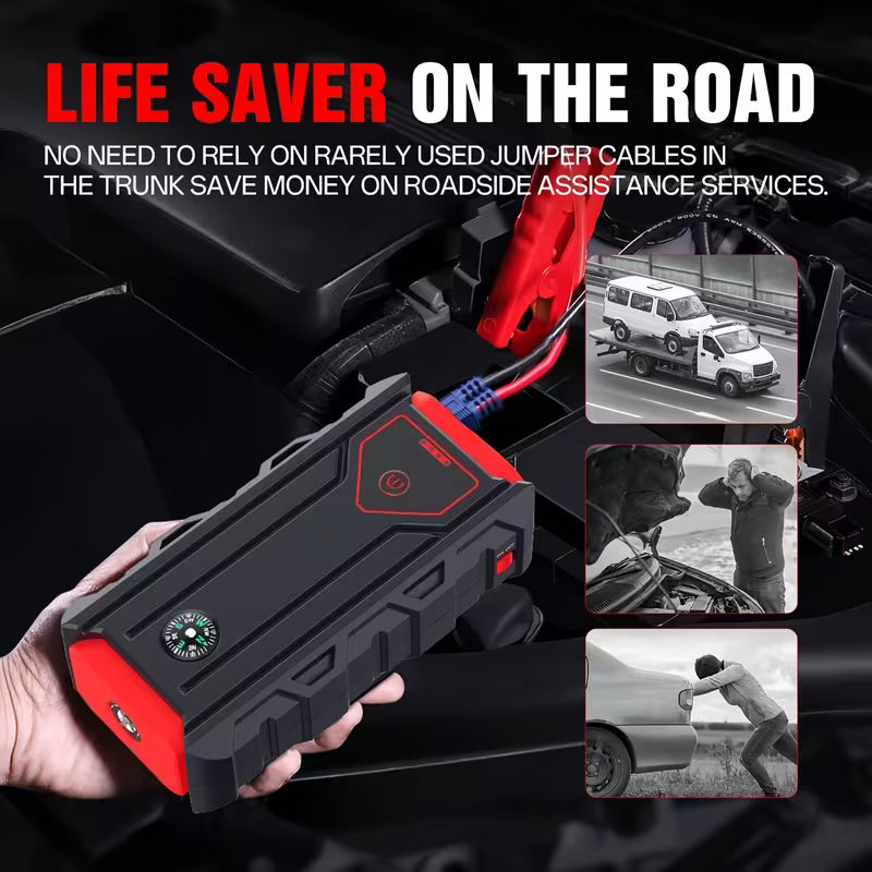 All-In-One Roadside Hero Jump Starter for Car – 5000A, SOS Light, Window Breaker, Dual USB Peaceful Pleasures