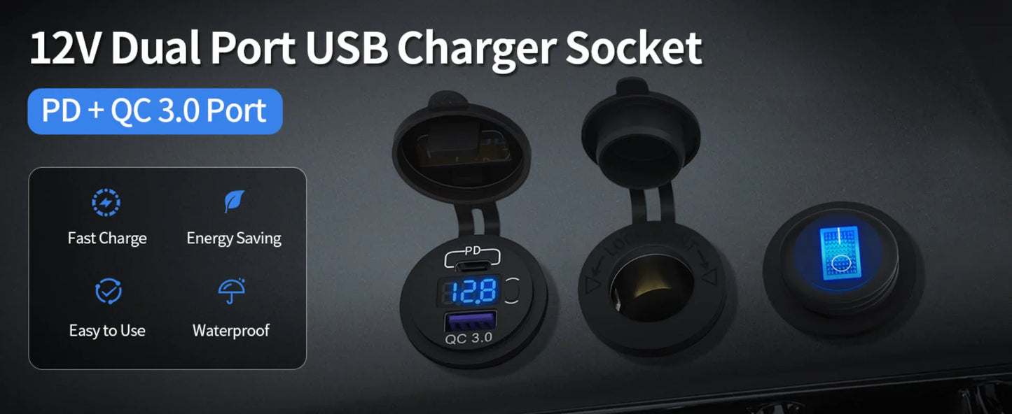 48W Dual USB Car Charger Socket with Voltmeter Peaceful Pleasures Health and Wellness