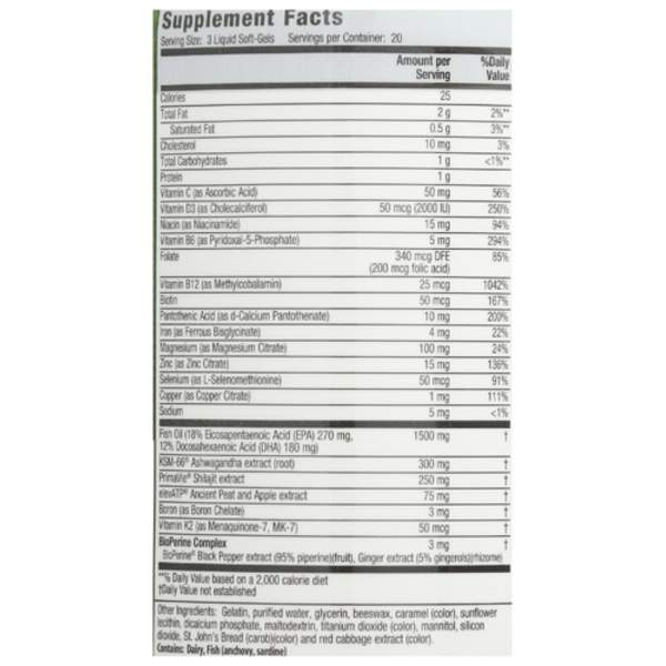 Supplement facts label on a white background