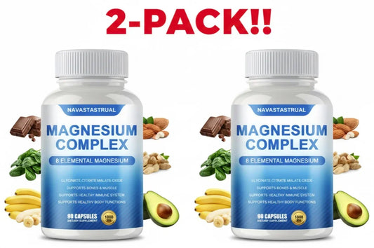 Magnesium Complex Supplement 1000mg - 2 Pack (180 Capsules) Peaceful Pleasures Health and Wellness