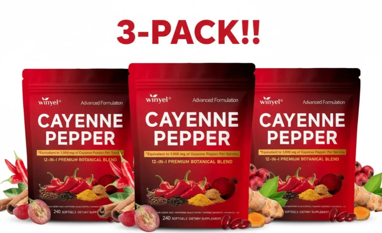 Cayenne Pepper Softgels – Heart, Vein & Blood Vessel Support (240ct) – 3-Pack Peaceful Pleasures
