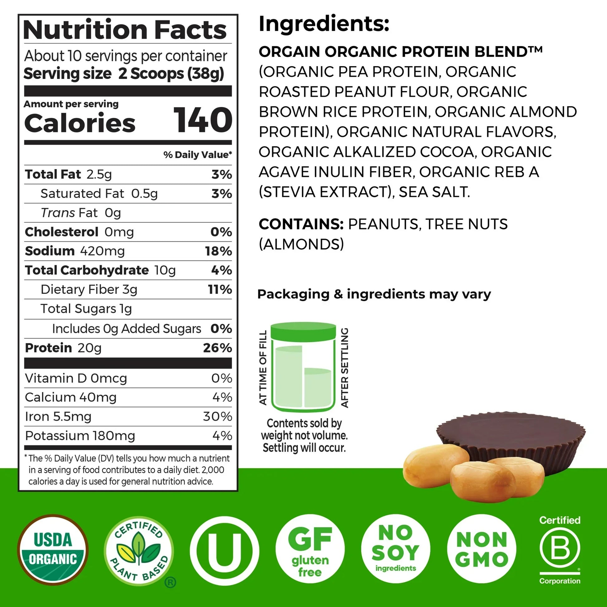 Orgain Justin’s Organic Vegan Nut Butter Protein Powder 2-Pack – Chocolate Peanut Butter – 20g Plant Protein – 13.28 oz per Canister – Low Sugar & Dairy Free Peaceful Pleasures Health and Wellness