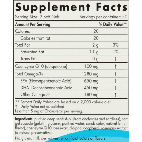 Supplement facts label with nutritional information on a white background