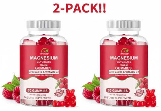 Magnesium Glycinate Calm Gummies CoQ10 & Vitamin D3 – 2-Pack Peaceful Pleasures Health and Wellness