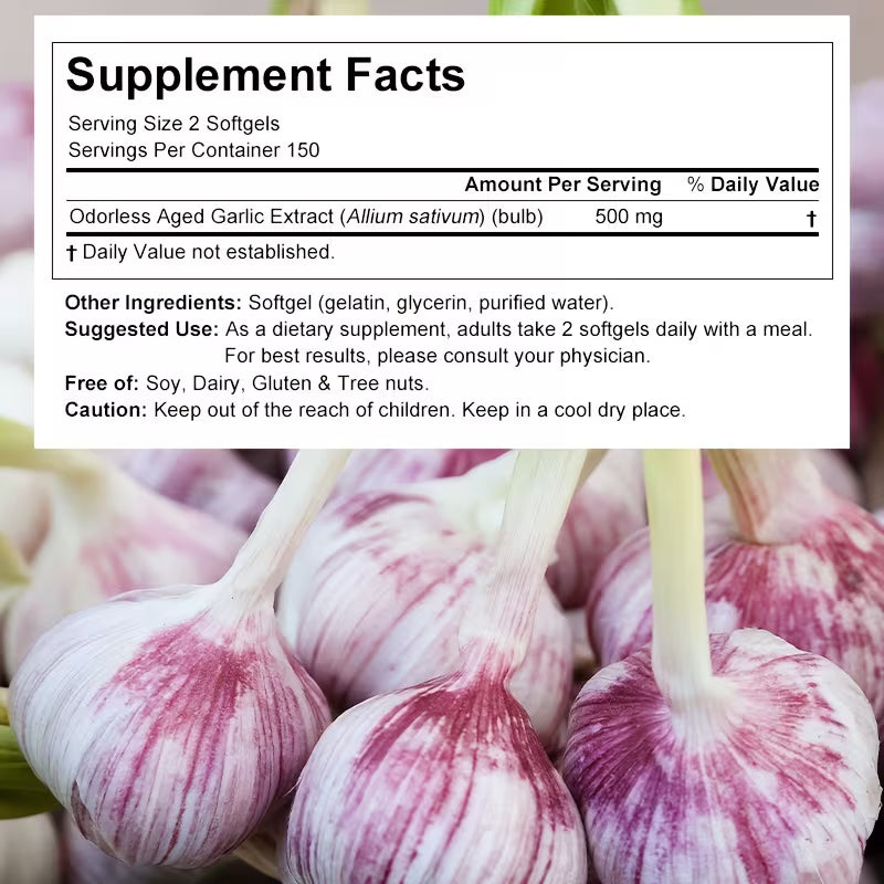 High Potency Aged Garlic Softgels – 300 Count, 7,500mg Peaceful Pleasures