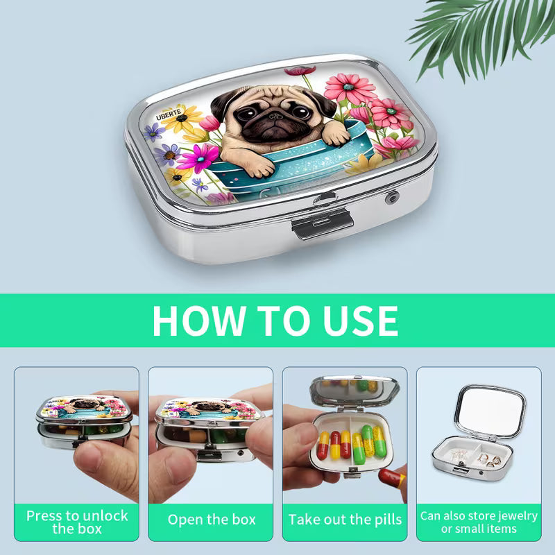 4-Pack Puppy Themed Metal Medicine & Jewelry Box Peaceful Pleasures