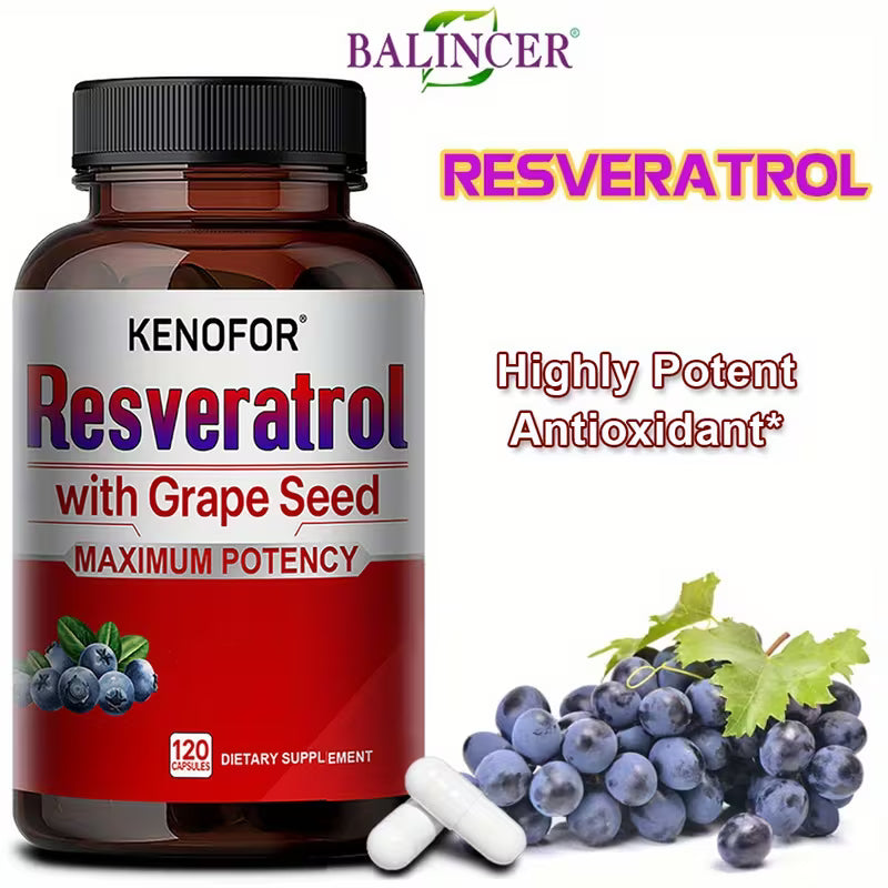 Resveratrol 1500mg – Grapeseed & Ashwagandha | 120 Capsules Peaceful Pleasures