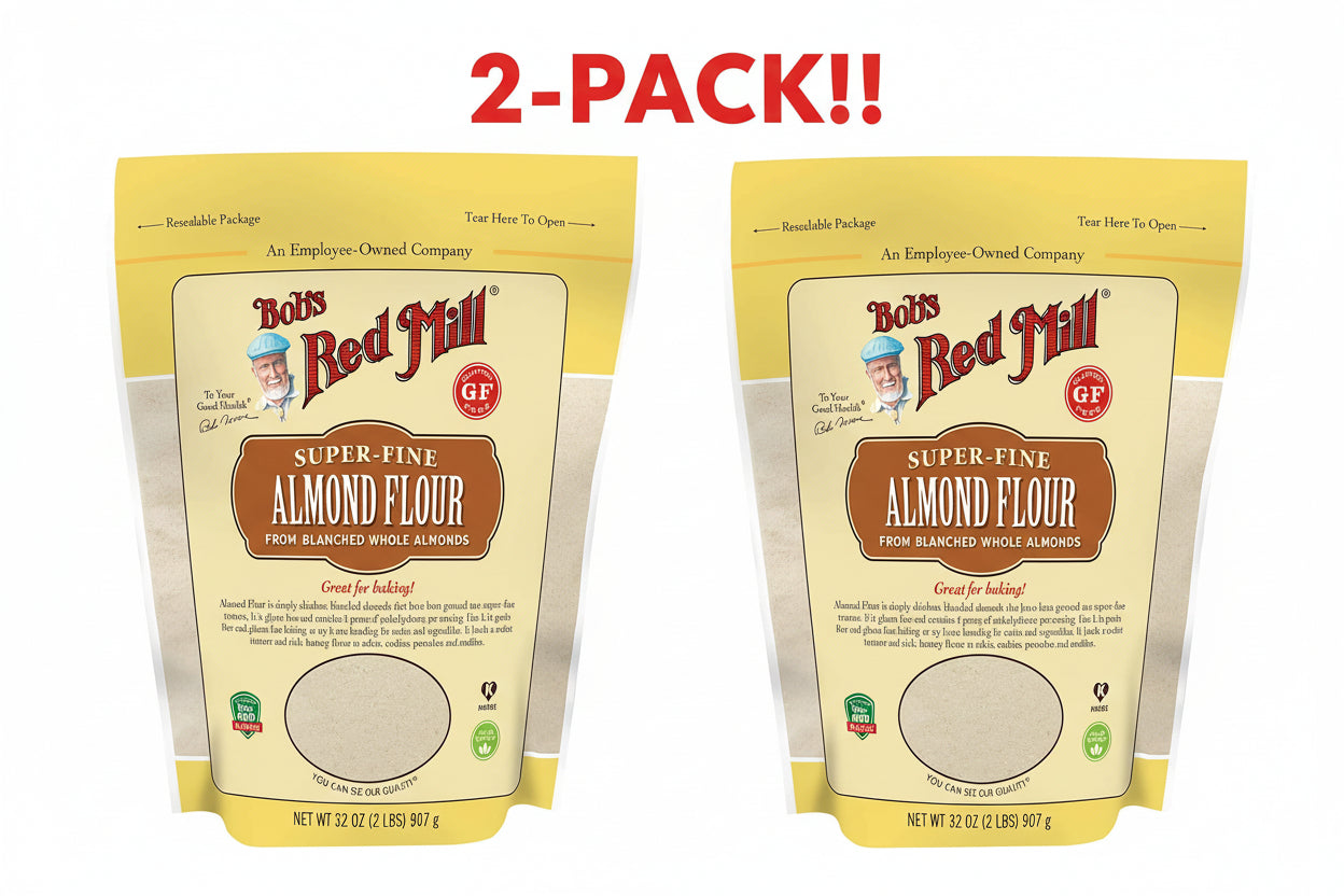Bag of Bob's Red Mill super-fine almond flour with yellow and beige design.