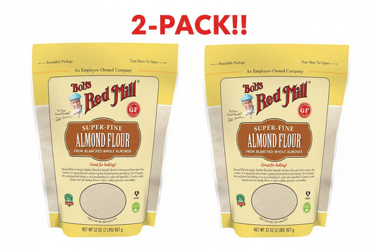 Bag of Bob's Red Mill super-fine almond flour with yellow and beige design.