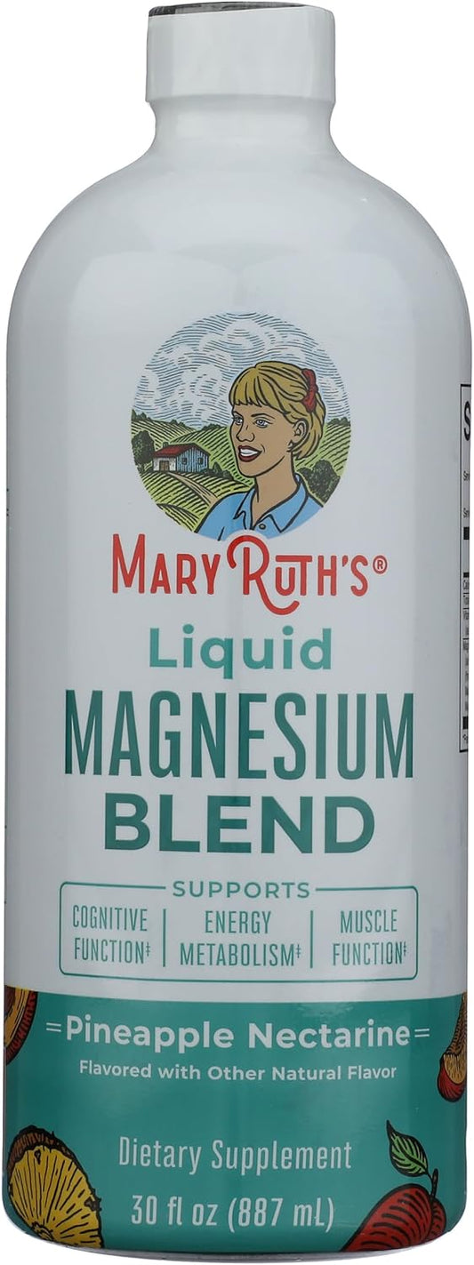 MaryRuth's, Liquid Magnesium Blend, Pineapple Nectarine, 30 fl oz, Sleep Support, Muscle Relaxation, Calm, Vegan, Non-GMO, Sugar-Free supplement for energy and cognitive function