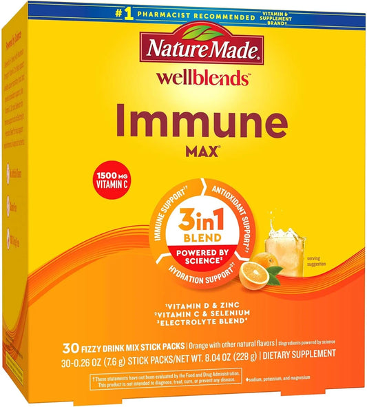Nature Made Wellblends Immune MAX Orange 30 Stick Packs Peaceful Pleasures Health and Wellness