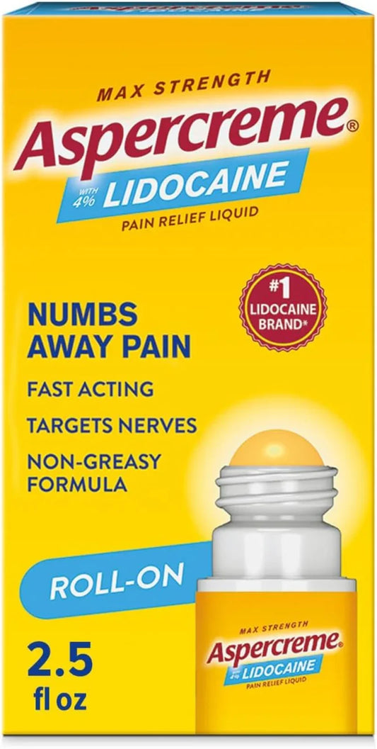 Aspercreme Pain Relieving Liquid Maximum Strength with 4% Lidocaine Odor Free - 2.5 Fl. Oz. Aspercreme Pain Relieving Liquid Maximum Strength with 4% Lidocaine Odor Free - 2.5 Fl. Oz.
