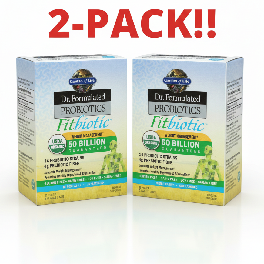 Two boxes of Dr. Formulated Probiotics Fitbiotic on a white background with '2-Pack!!' text above.