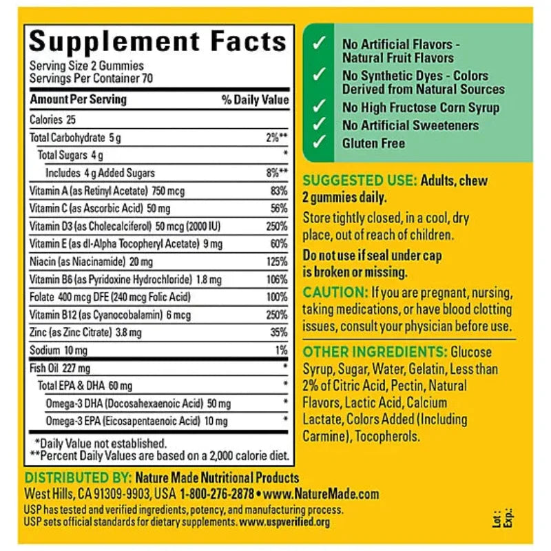 Nature Made Gummies Adult Multi & Omega 3 - 140 Count Nature Made Gummies Adult Multi & Omega 3 - 140 Count
