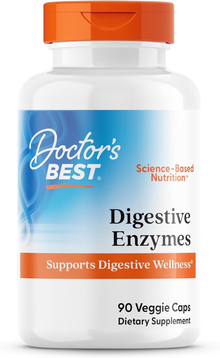 Supplement bottle labeled 'Doctor's Best Digestive Enzymes' on a white background