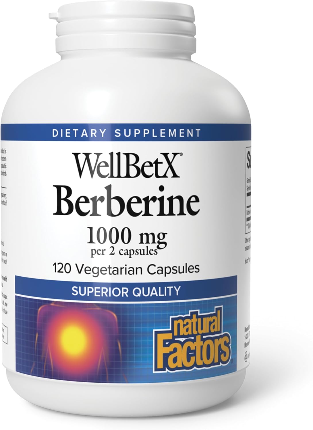 WellBetX Berberine dietary supplement bottle on a white background