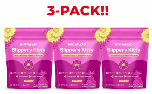 Slippery Kitty Feminine Probiotic Gummies – 3-Pack | 180 Count | PH Balance Peaceful Pleasures