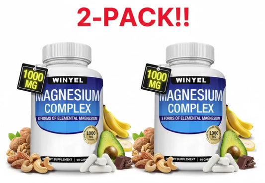 Magnesium Complex Capsules with Malate and Glycinate Plus 8 Elemental Magnesium - 2 Pack (180 Capsules) Dietary Supplement Peaceful Pleasures Health and Wellness