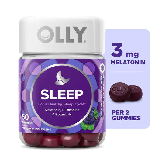 OLLY Sleep Melatonin Gummies, Blackberry Zen, 3mg, 50 Count Peaceful Pleasures Health and Wellness