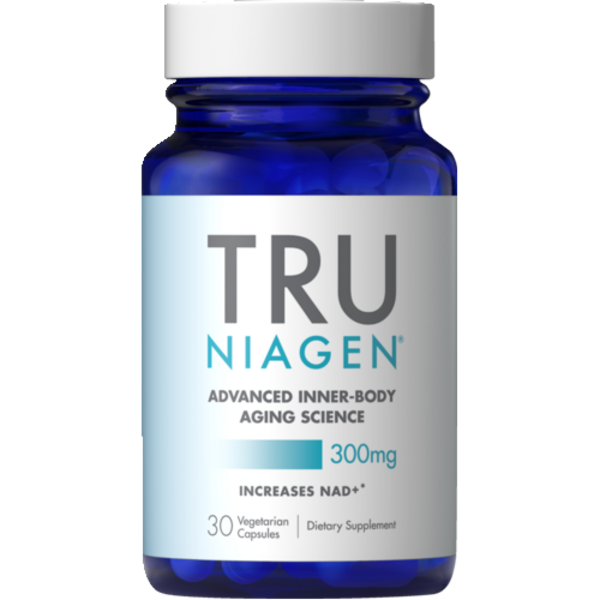 Supplement bottle labeled 'TRU NIAGEN' on a white background