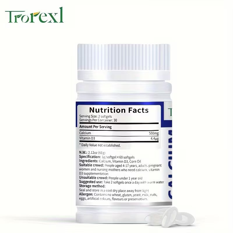 Supplement bottle with nutrition facts label on a white background